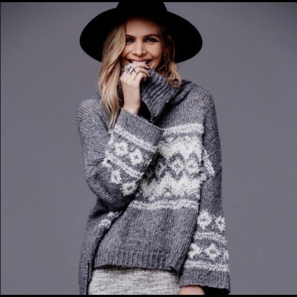 Free People Fair isle Ragnar Wool Blend pullover sweater